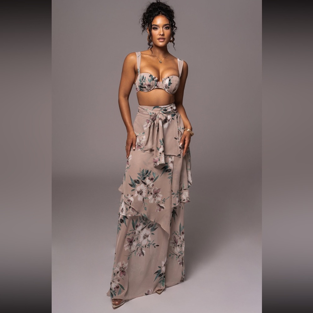 NEW! JLUXLABEL purple floral printed love two-piece set